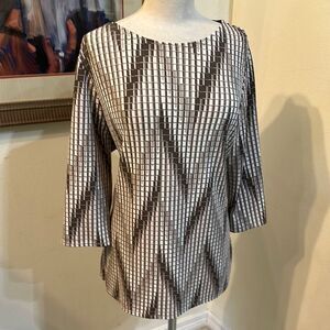 Chico’s Easywear Brown/Tan Geometric Patterned Tunic Size 2-Large